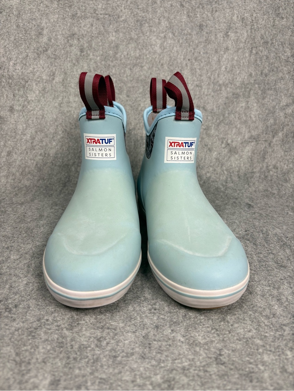 XTRATUF Salmon Sisters Light Blue Ankle Deck Boots Womenโs 8